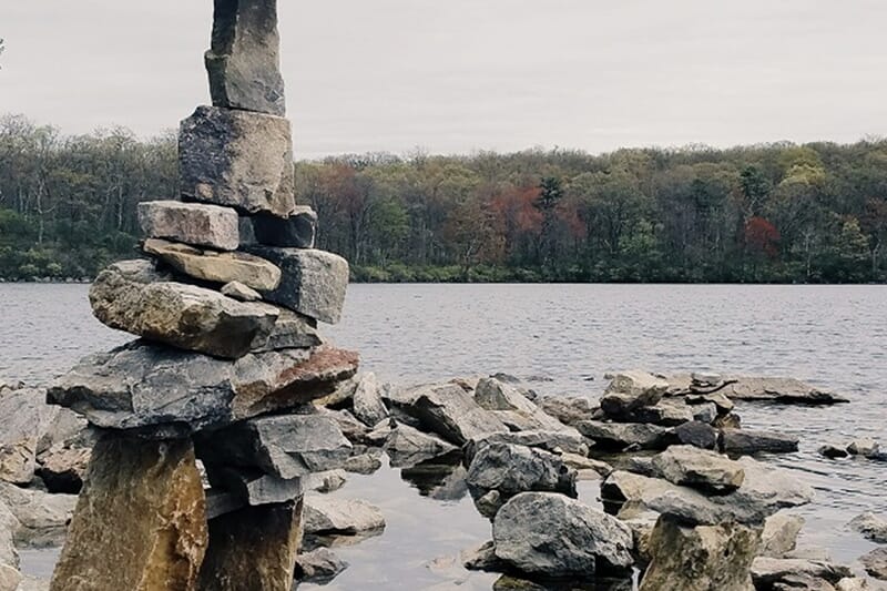 Rocks at waters edge photo