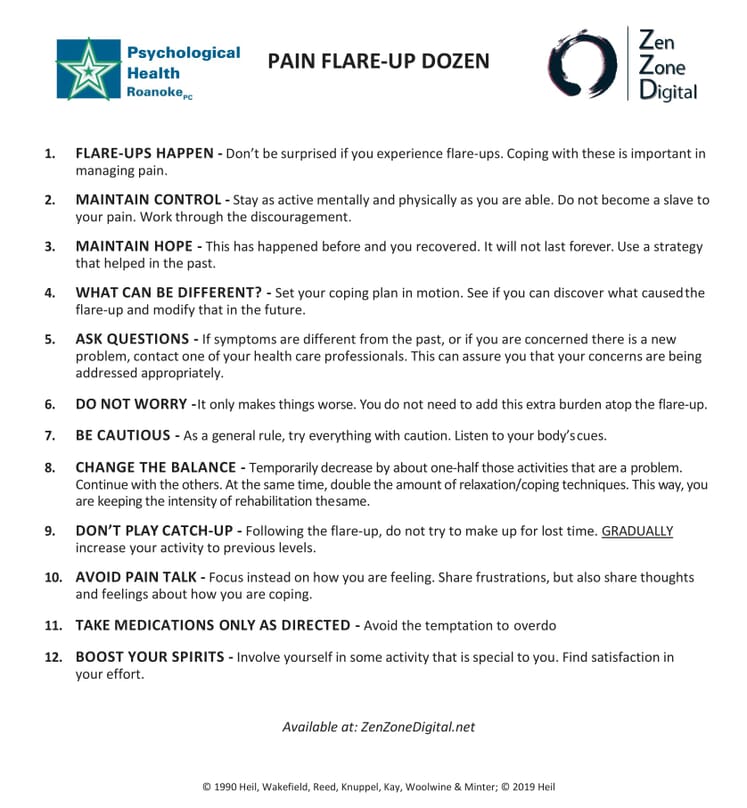 Pain Flare Ups and 12 tips for coping